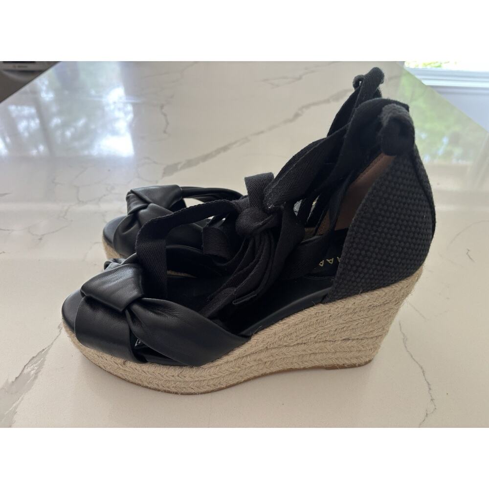NWOB Cole Haan Cloudfeel Hampton Sandals SZ 8.5 black leather wedge sandals - Picture 3 of 7